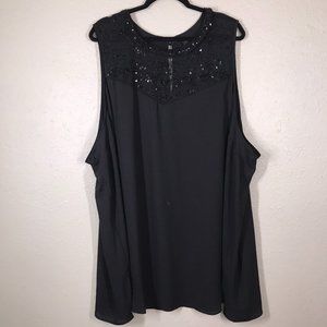Torrid Black Beaded Neckline Detail Sheer Tank Top